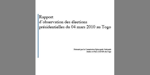 Image:TOGO : présidentielles 2010 - le rapport de de l'Eglise catholique